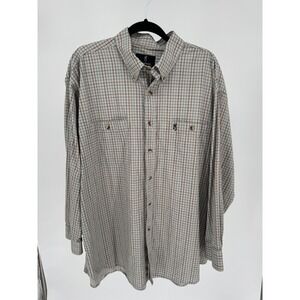 Browning Mens XXL Tattersall Plaid Cotton Button Down Shirt Long Sleeve Gray